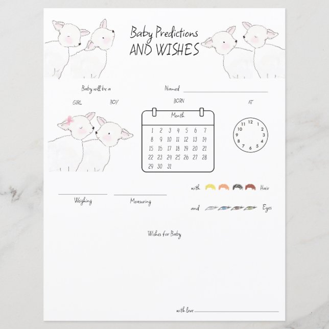 Papier Petit Baby shower d'agneau (Devant)