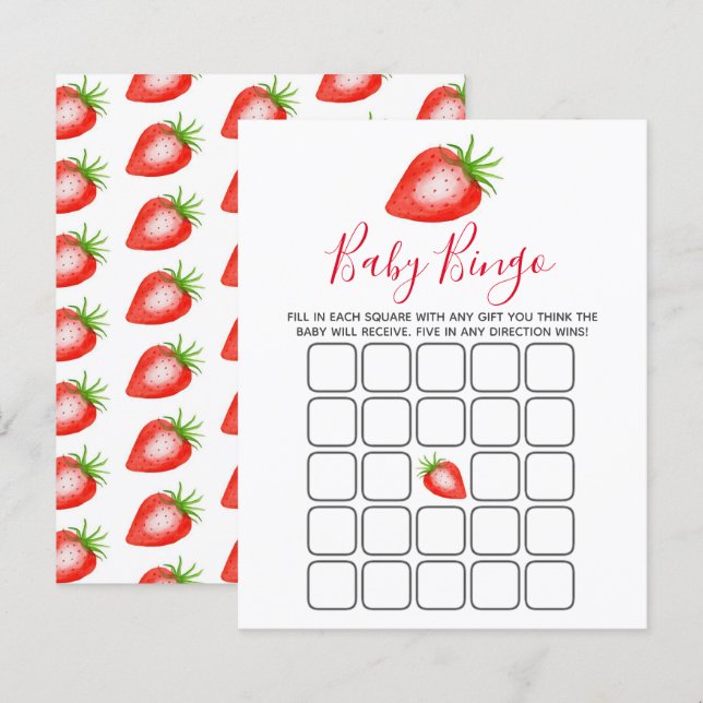 Papier Petit Baby shower de fraise doux Bingo (Devant / Derrière)