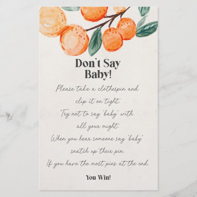 Papier petit baby shower mignon pas dire baby game (Devant)