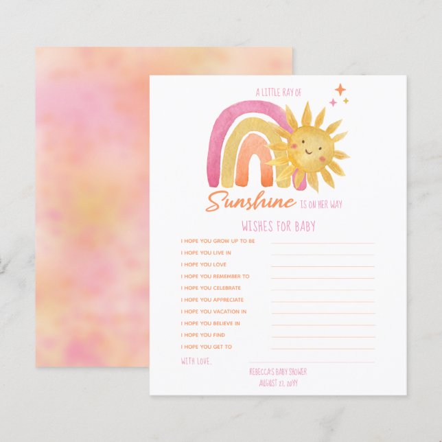 Papier Petit Baby shower Sunshine Wings for Baby Invit (Devant / Derrière)