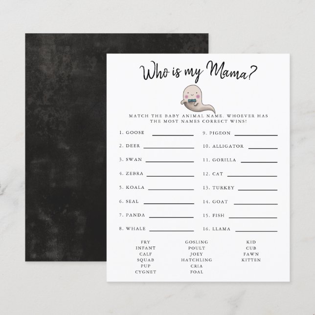 Papier Petit Boo Boy Qui Est Mon Baby shower Maman Jeu (Devant / Derrière)