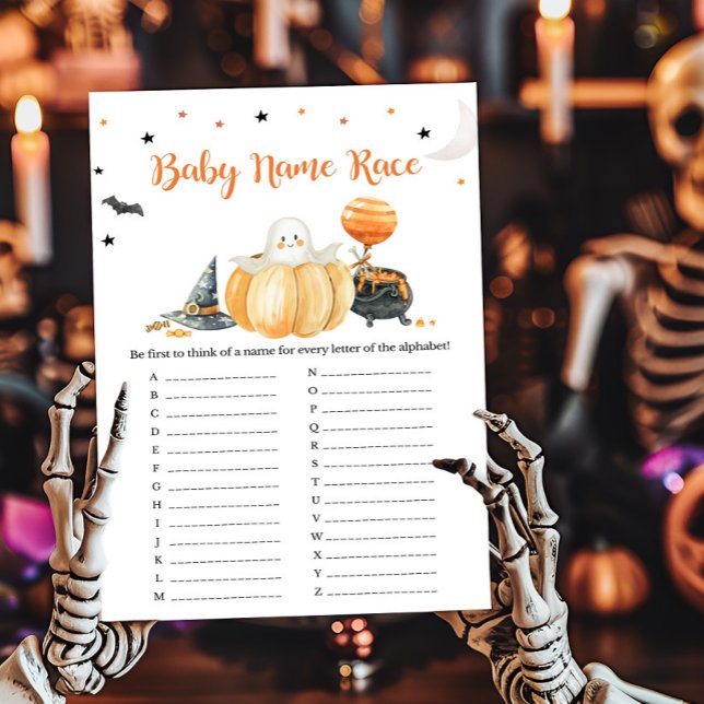 Papier Petit Boo Citrouille Halloween Baby Name Race Jeu (Pumpkin Halloween Baby Shower Baby Name Race Game)