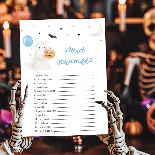 Papier Petit Boo Halloween Word Scramble Jeu (A Little Boo Baby Shower Word Scramble Game)