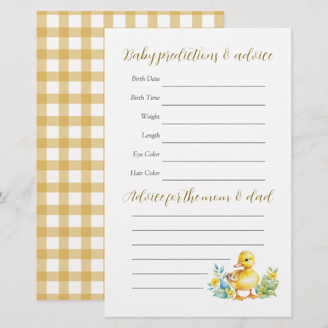 Papier Petit Canard Baby shower de canard Guérison Jeu (Devant / Derrière)