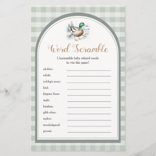 Papier Petit Canard En vichy Baby shower Mot Scramble