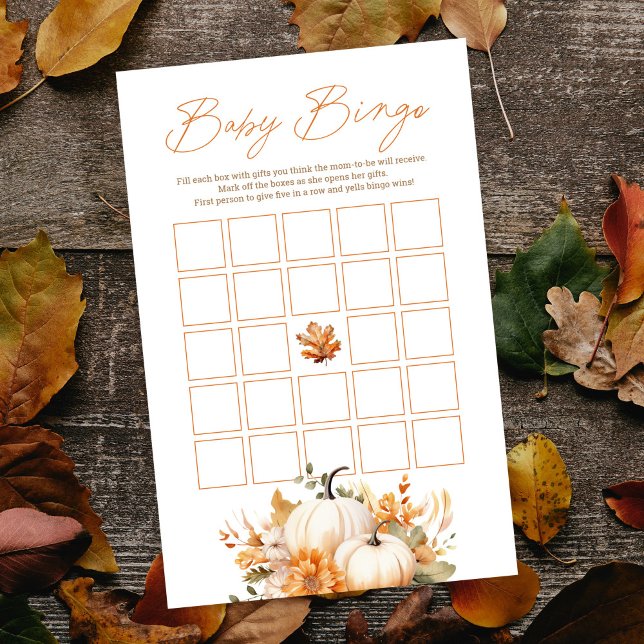 Papier Petit Citrouille Automne Floral Baby Bingo Douche  (Créateur téléchargé)