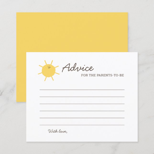 Papier Petit Conseil Bébé Sunshine Pour Les Parents À Êtr (Devant / Derrière)