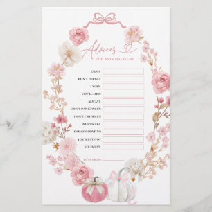 Papier Petit conseil Citrouille blanc et rose pour maman-