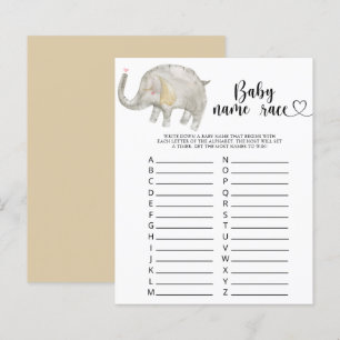Papier Petit éléphant - Jeu de course de noms de bébé