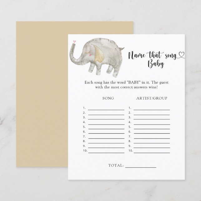 Papier Petit Éléphant Nom de ce bébé Chanson (Devant / Derrière)