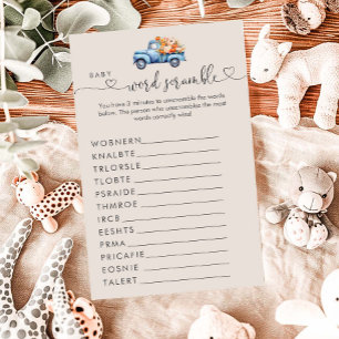 Papier Petit garçon Citrouille Baby shower Word Scramble