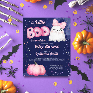 Papier Petit garçon Halloween rose fille baby shower invi