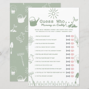 Papier Petit jeu de devinette pour Baby Shower sur le thè