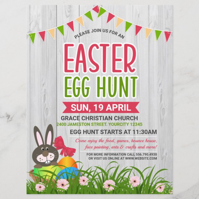 Papier Petit lapin de Pâques Chasse aux Oeufs Invitation  (Devant)