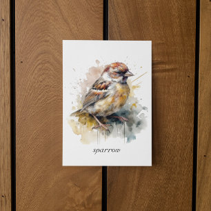 Papier petit moineau mignon en aquarelle, personnalisable