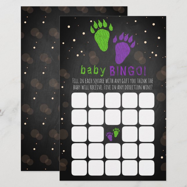 Papier Petit Monster Halloween Genre Reveval Party Bingo (Devant / Derrière)