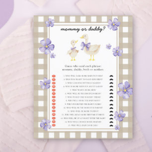 Papier Petit oison - jeu de baby shower pour maman ou pap