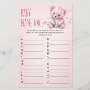 Papier Petit ours amoureux jeu de Baby shower