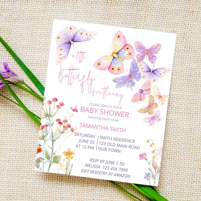 Papier Petit papillon fleurs sauvages de prairie baby sho (Créateur téléchargé)