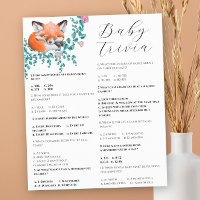 Petit renard - Trivia bébé | Jeu Baby shower