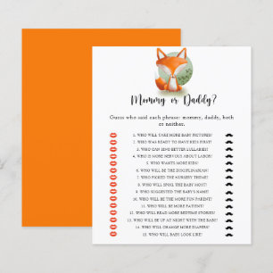 Papier Petit renardeau - jeu de baby shower maman ou papa