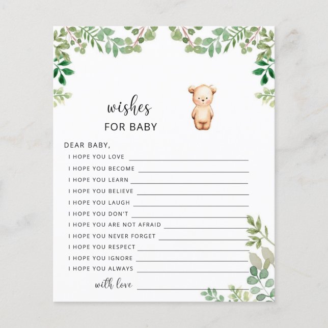 Papier Petite chute d'ours voeux pour bébé (Devant)