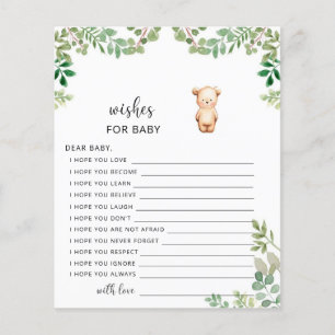 Papier Petite chute d'ours voeux pour bébé