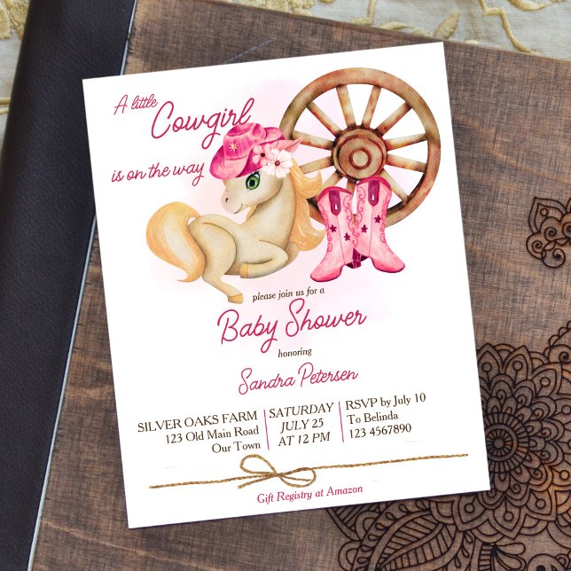 Papier Petite cowgirl chevaux budget baby shower invitati (Créateur téléchargé)