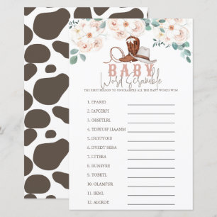 Papier Petite Cowgirl Floral Occidental Jeu de Mots Mêlés