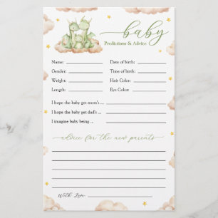 Papier Petite Dragon Baby shower Prédictions et conseils
