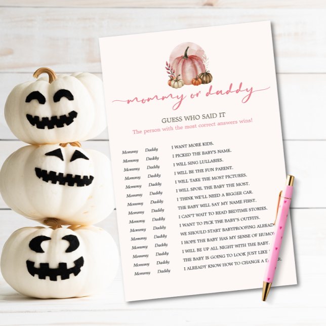 Papier Petite fille Citrouille Baby shower Gues Qui Joue (Créateur téléchargé)