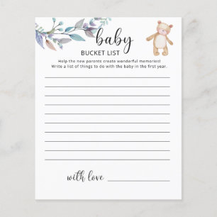 Papier Petite fille Ours Bébé liste des seaux