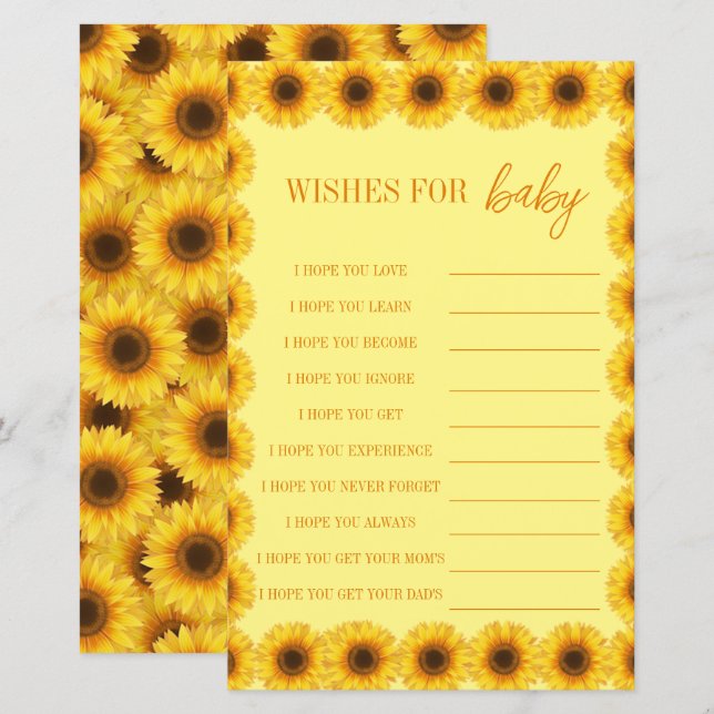 Papier Petite Fleur de tournesol Fille premier anniversai (Devant / Derrière)