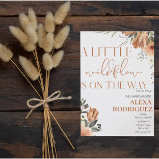 Papier Petite invitation pour Baby shower Floral Boho Lit