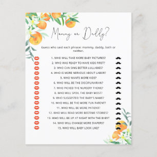 Papier Petite maman chérie ou jeu de baby shower pour pap