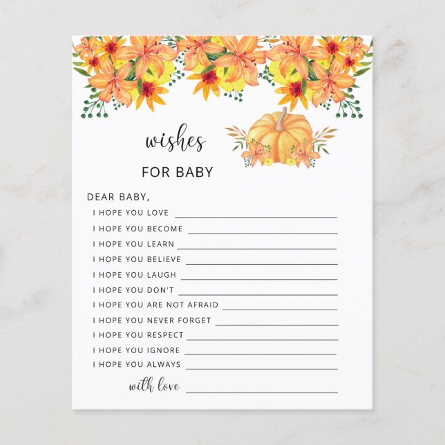 Papier Petits citrouilles chute des voeux pour bébé (Devant)