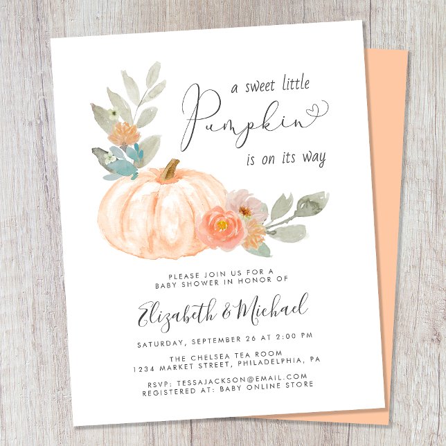Papier Petits couples Citrouilles Baby shower Invitation (Celebrate the upcoming arrival of your sweet little autumn baby with a pumpkin-themed baby shower)
