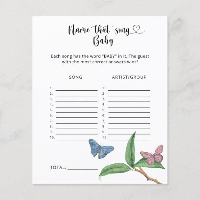 Papier Petits papillons - Nom que Baby Song (Devant)