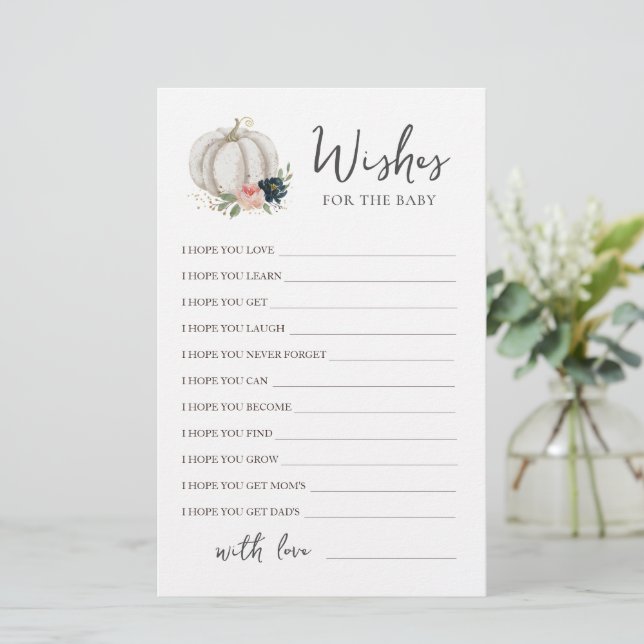 Papier Petits souhaits éditables Citrouilles pour le Baby (Debout devant)