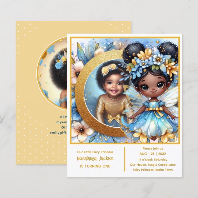 Papier Photo Anniversaire Little Black Fairy African Prin (Devant / Derrière)