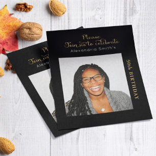 Papier Photo Budget 50e anniversaire Invitation Black Gol