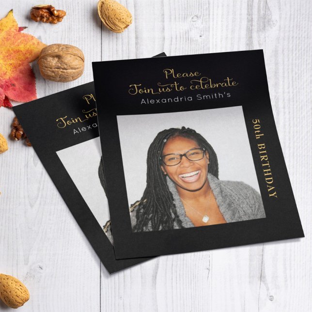 Papier Photo Budget 50e anniversaire Invitation Black Gol (Créateur téléchargé)
