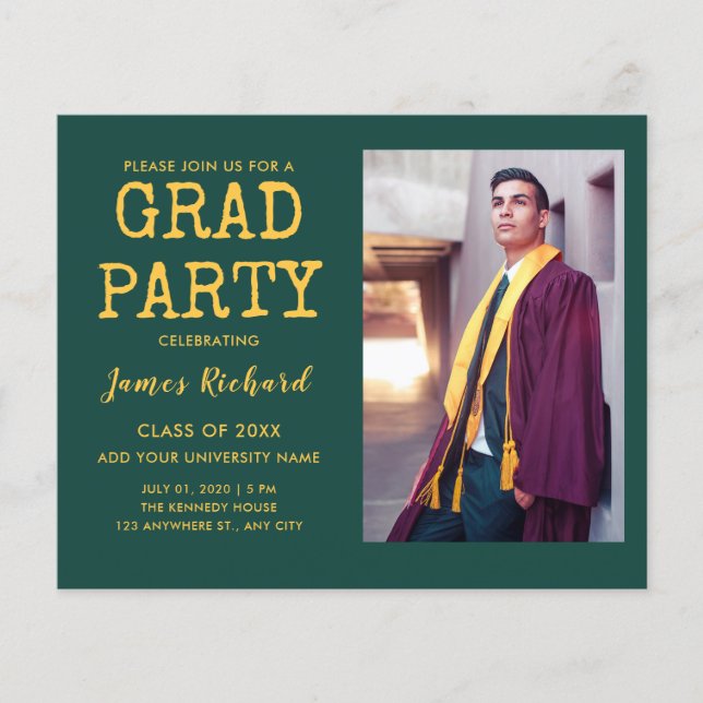 Papier Photo Budget Green And Gold Graduation Party (Devant)