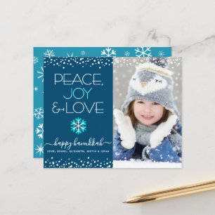 Papier Photo Budget Hanoukka Peace Love Snowflake Card