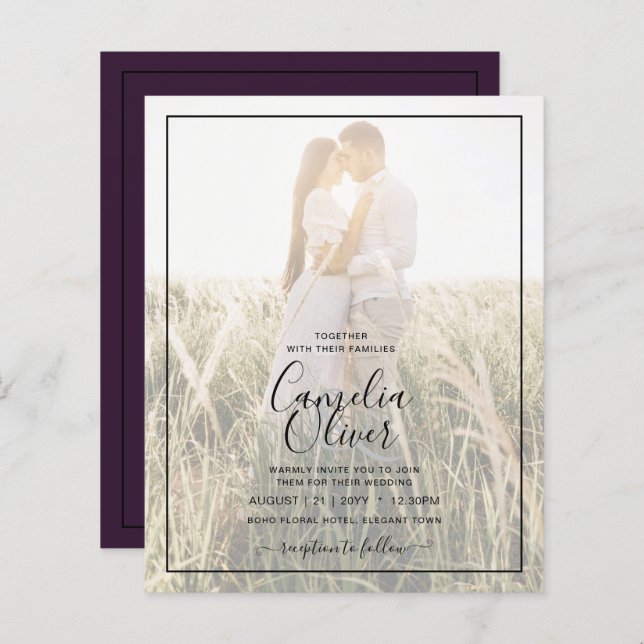 Papier PHOTO BUDGET TOUT-EN-1 Mariage OVERLAY Plum Purple (Devant / Derrière)