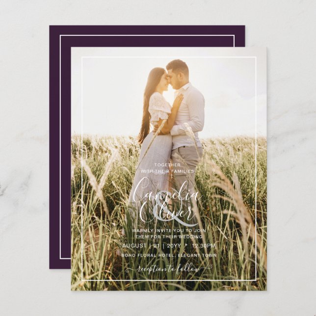 Papier PHOTO BUDGET TOUT-EN-1 Mariage OVERLAY Plum Purple (Devant / Derrière)