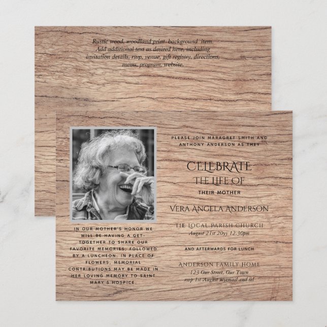 Papier PHOTO BUDGÉTAIRE Célébration des INVITATIONS à la  (Devant / Derrière)