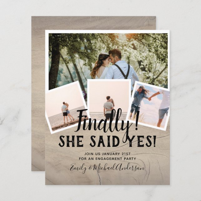 Papier PHOTO BUDGÉTAIRE ENGAGÉE Mariage INVITE Faire-part (Devant / Derrière)