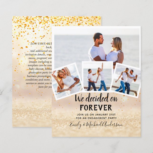 PAPIER PHOTO BUDGÉTAIRE FIANÇAILLES CITER INVITATIONS - N (Devant / Derrière)
