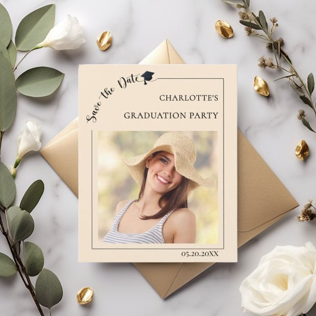 Papier Photo champagne Graduation Save the Date card (Créateur téléchargé)